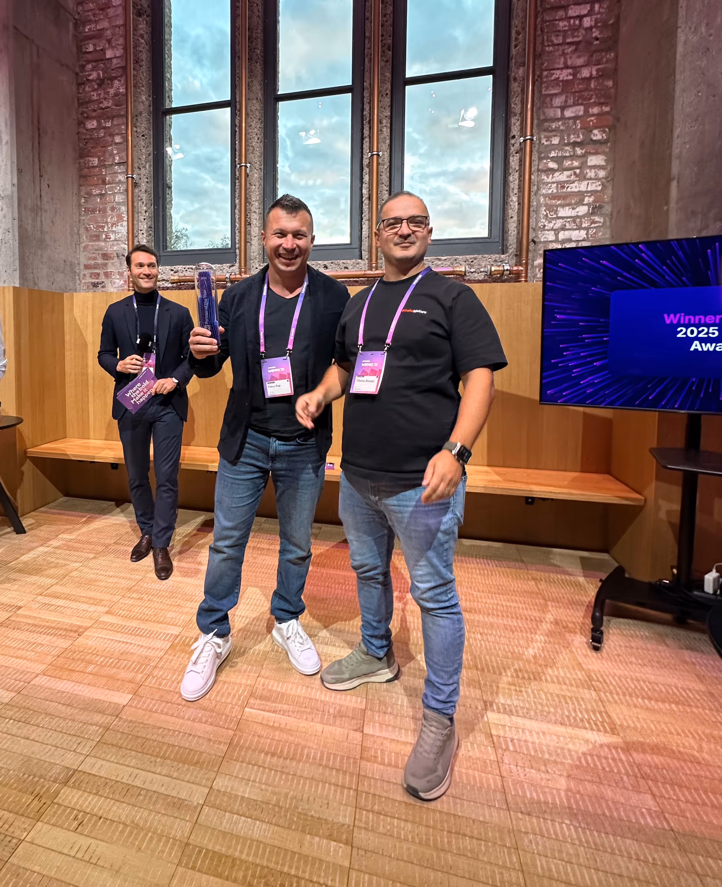 Makeitfuture Founders receiving the AI Partner Award at Make Waves 2025
