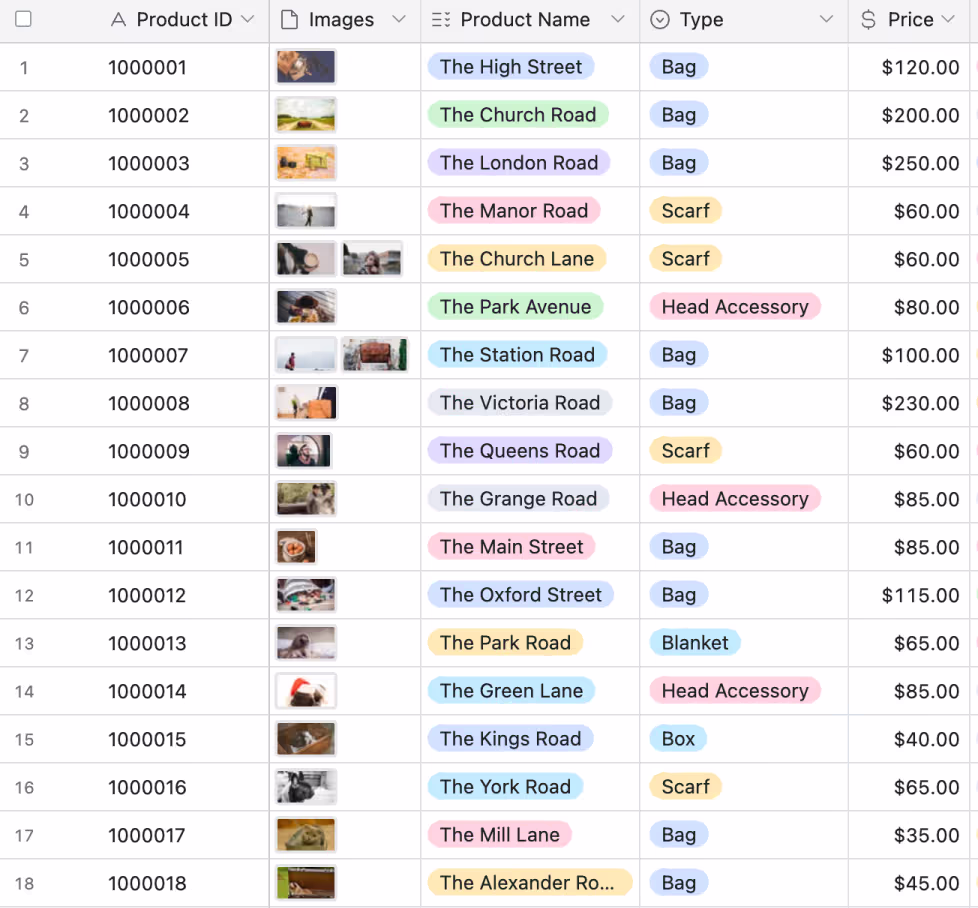 Airtable inventory tracking interface