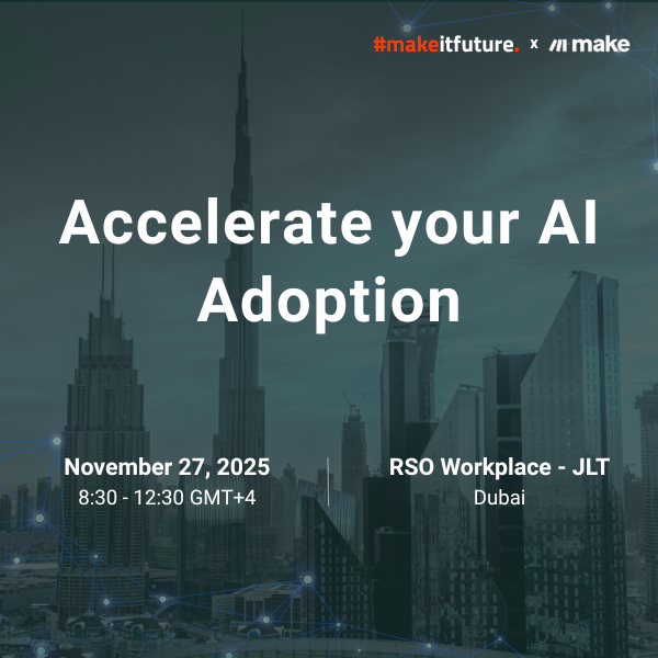 Makeitfuture and Make.com AI automation event in Dubai — November 27, 2025 at RSO Workplace JLT
