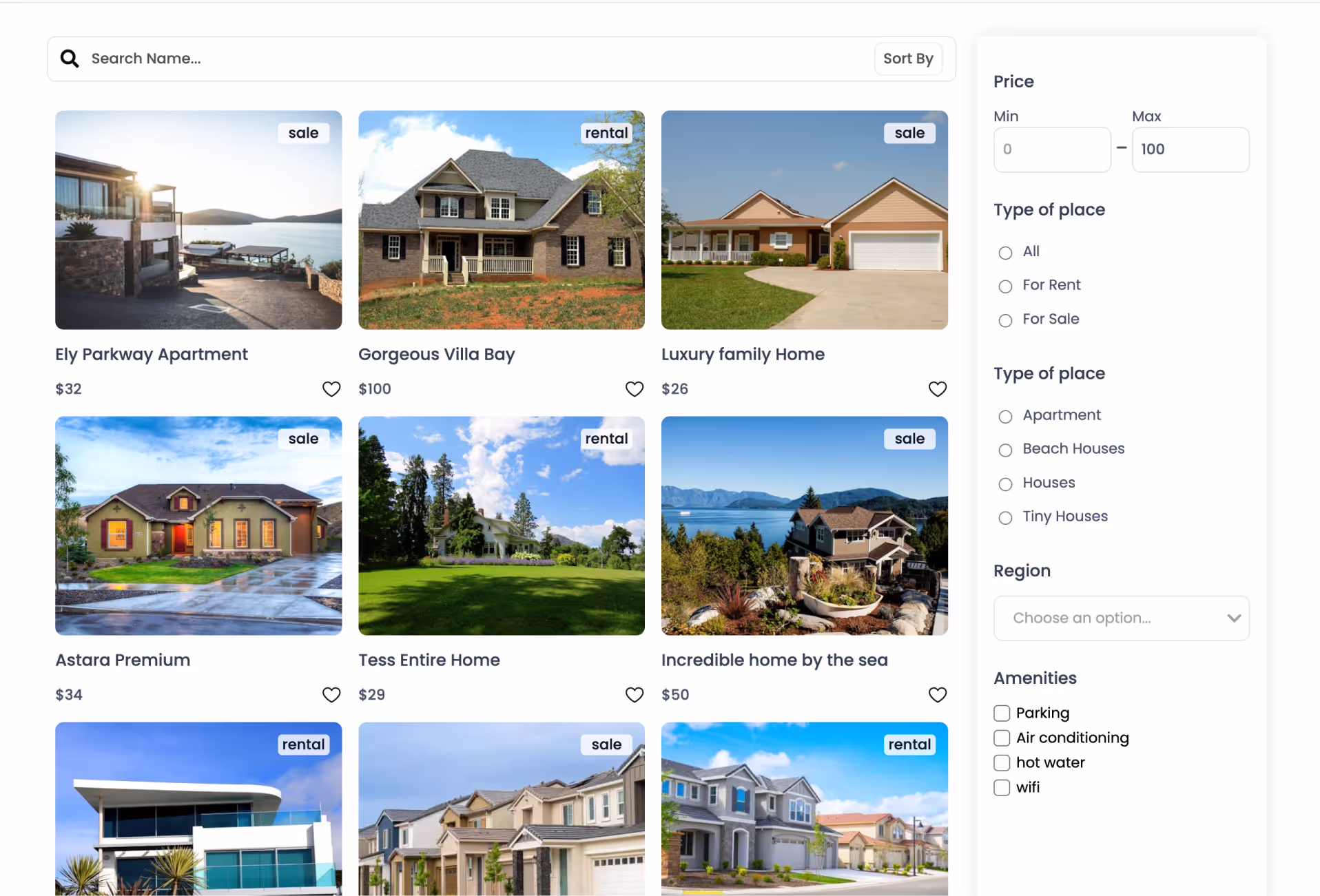 Real-estate listings app built on WeWeb